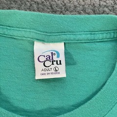 VINTAGE Cal Cru Mens Large Teal Short Sleeve Basic T-Shirt Single Stitch Blank