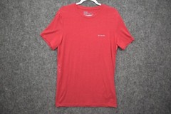 Columbia Shirt Medium Stretch Solid Red Short Sleeve Outdoors Mens