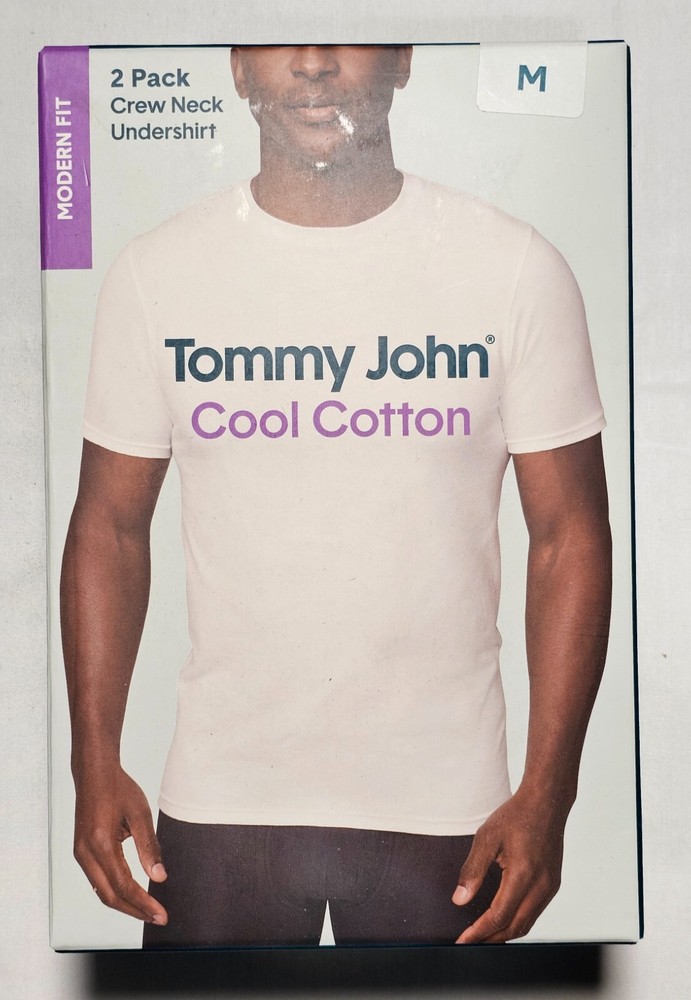 Tommy John Cool Cotton Crew Neck Undershirt Modern Fit – Medium – White – 2-Pack