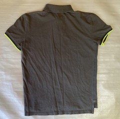 American Eagle Polo Shirt Men’s Small Gray Lime Green Accent Athletic Fit Casual