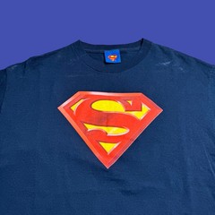 Superman Y2K Warner Bros T Shirt Mens L Blue DC Comics Superhero