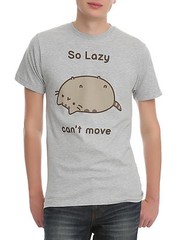 Pusheen The Cat SO LAZY CAN’T MOVE T-Shirt Grey NWT Licensed & Official XXS-3XL