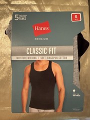 NEW Hanes Premium 5 Pack Tanks Classic Fit Black Gray Men’s Size Small 34-36″