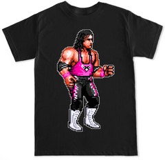 PIXEL HITMAN BRET HART VIDEO GAME FUNNY PRO WRESTLING HUMOR WRESTLE MENS T SHIRT