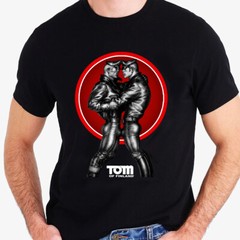 TOM OF FINLAND GAY MENS T SHIRT “LEATHERMEN” (QUEER, LEATHER PANTS, BOOTS)