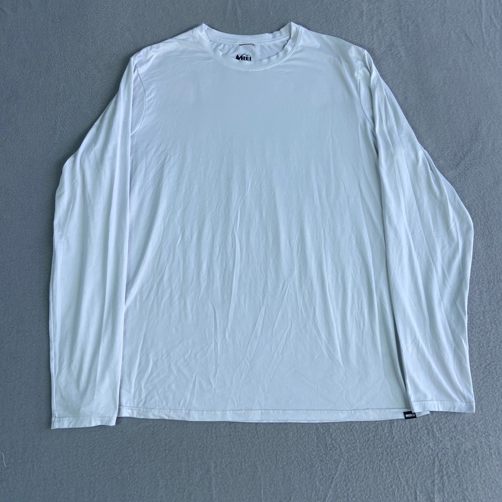 REI Co-op Mens XL Tall Long Sleeve Performance Shirt White Crew Neck Activewear