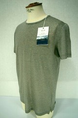 FLY3 Men’s SPORTY Short Sleeve LINEN COTTON Stripes GREY BEIGE T-SHIRT S/S 2019