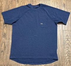 Ariat Rebar Mens Sz L Short Sleeve Shirt Blue Crew Neck One Pocket Workwear Work