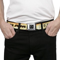 Seatbelt Belt – RAM Logo/Pistons/GUTS-GLORY Weathered/Chocolate Brown – 1.0″ …