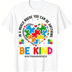 Cotton Printing Heart Puzzles Autism Awareness Shirts For Men Women Kids T Shirt