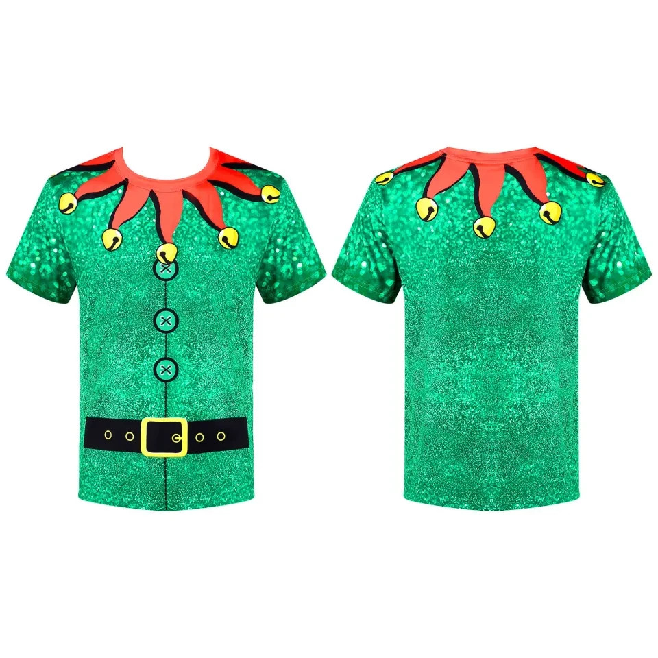 Men’s Christmas Santa Claus Funny T-Shirts 3D Tee Tops Costume HS1006