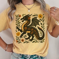 Folk Art Dragon Comfort Tee Mythical Creature Shirt Men Women