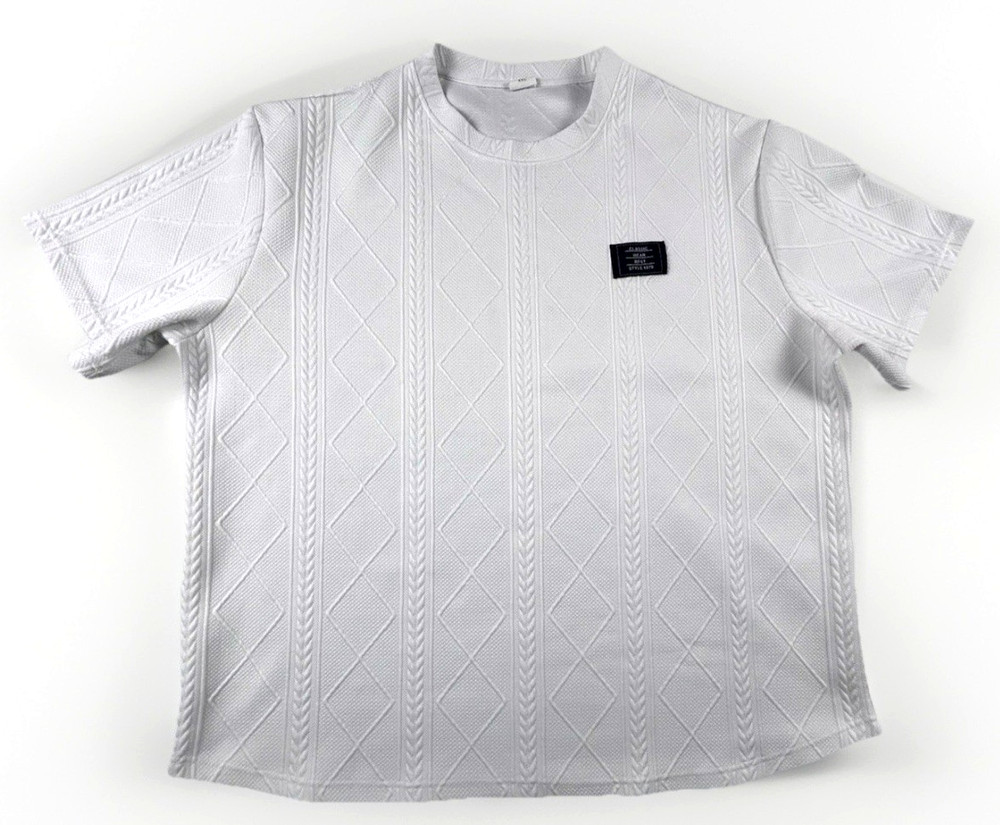4 XL textured fabric t shirts shorts sleeve white