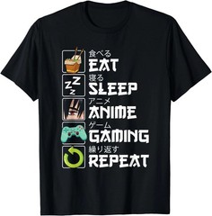 Eat Sleep Anime Gaming Repeat Kawaii Otaku Anime Manga Unisex T-Shirt Q7485