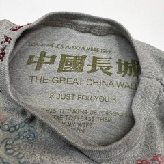 The Great China Wall Army T Shirt Men L/XL Boxy Dragon Custom Embroidered READ