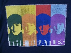 THE BEATLES vintage ROCK t shirt COLOR FACES JOHN PAUL GEORGE RINGO OLD NAVY L