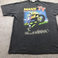 Vintage Manx TT Super Bike Shirt Mens Large Black Sega Oneita Isle Of Man 90s