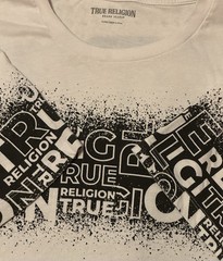 TRUE RELIGION White Shirt W/ Front To Back Print Sz.XL