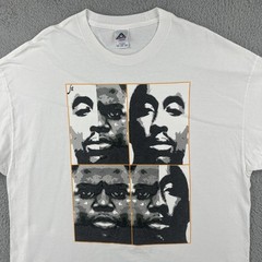 Vtg Alstyle Y2K Mens 2XL White T Shirt Tupac Notorious BIG Portrait Art Rap Tee