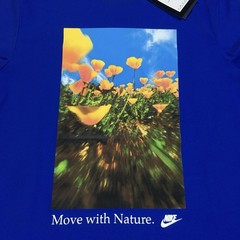 The Nike Tee Move with Nature Mens Blue Size Medium Tall Graphic T-Shirt
