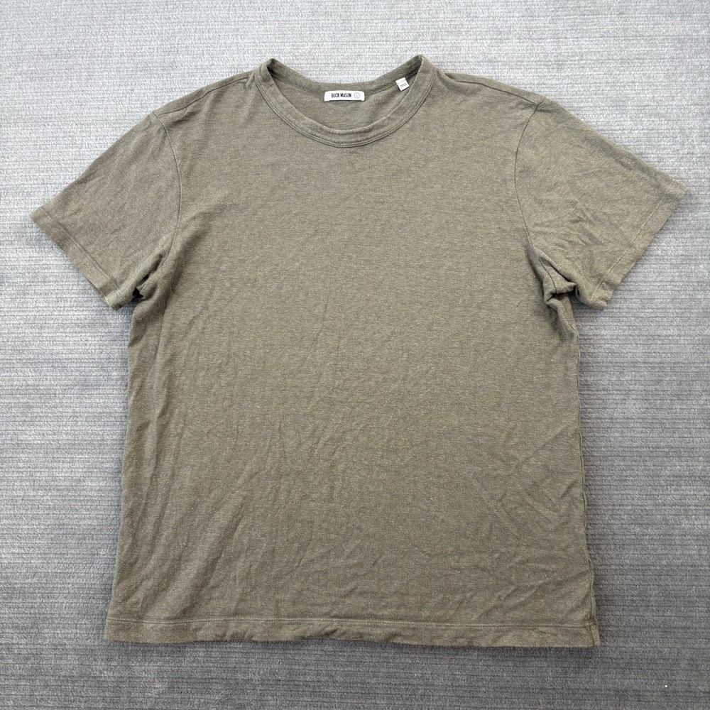 Buck Mason Hemp Cotton Blend T-Shirt Mens L Olive Green Short Sleeve Relax Fit