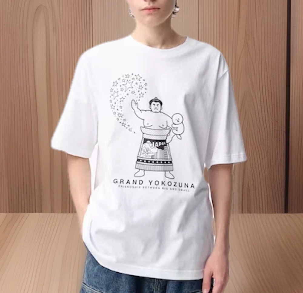 GU Graphic T-Shirt Sumo Rikishi Tee Japan Limited NEW Japanese Kimiaki Yaegashi