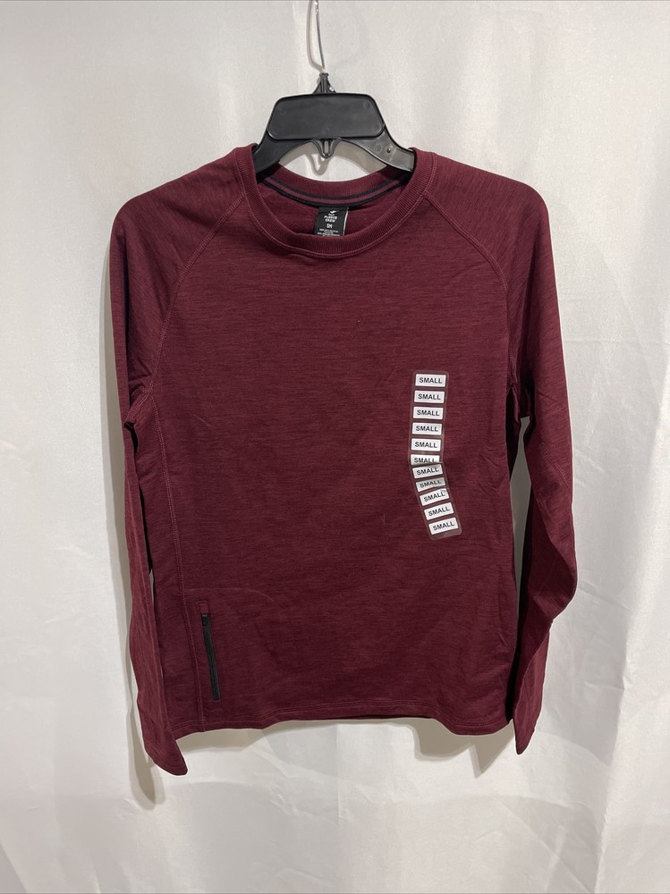 MEMBERS MARK Men’s Long Sleeve Tech Fleece Crew Shirt Burgundy Size Small NEW