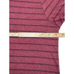 Marine Layer Mens M/L Double Knit Henley Shirt Red Striped Long Sleeve Pullover