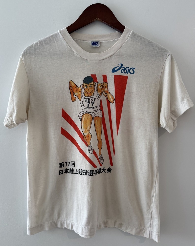 VINTAGE 1993 RARE ASICS Japan Track And Field Championships Double Sided T-Shirt