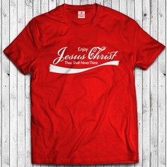 Jesus Christ Enjoy Christian T-Shirt Thou Shall Never Thirst Cola vintage Jesus