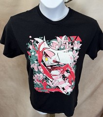 Hazbin Hotel Pink/White/Green Angel Black Unisex T-Shirt Size M