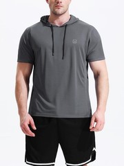 NELEUS Men’s Running Shirt Mesh Workout Athletic Shirts with Hoods,5084,3 Pac…
