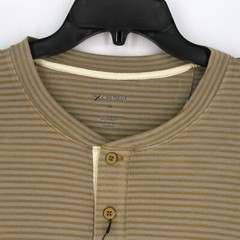 Cremieux Men’s Long-Sleeve Henley Shirt XL Gold Gray Striped NWT $69.50