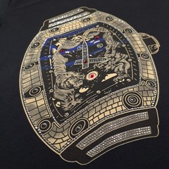 Heads Or Tails T-Shirt Size M Black Rhinestone Studded Watch Goth Grunge Bling