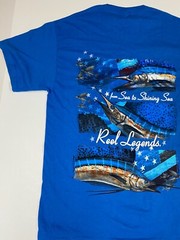 Reel Legends mens Shirt Medium blue from sea to shining sea