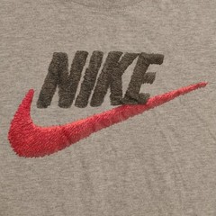 Nike The Nike Tee Shirt Mens Large Gray Red Swoosh Embroidered Logo Graphic