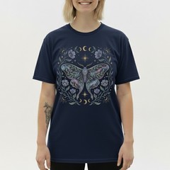 Galaxy Moth T-Shirt Celestial Moon Phase Floral Witchy Mystical Nature Gift