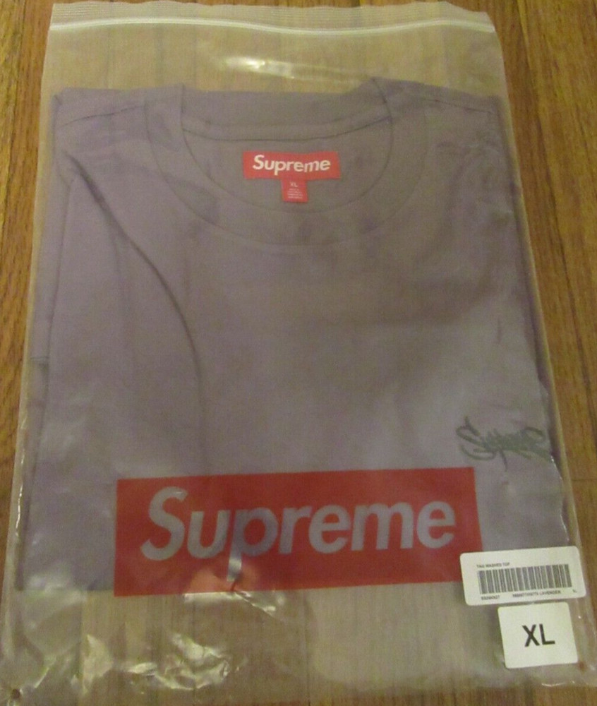 Supreme Washed Tag S/S Top Size XL Lavender SS24 Supreme New York 2024 Brand New