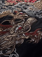 Men’s Embroidered Dragon T-Shirt Hip Hop Short Sleeve Heavy Stitch Streetwear