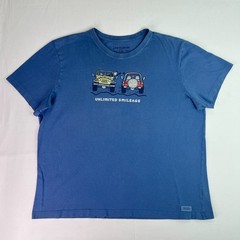 Life Is Good Mens XXL Blue Crusher Tee Unlimited Smileage Graphic Shirt