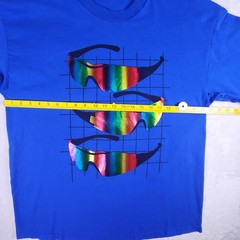 Rainbow Sunglasses Shirt Mens XL Blue Foil Holographic Graphic Alstyle AAA Tee