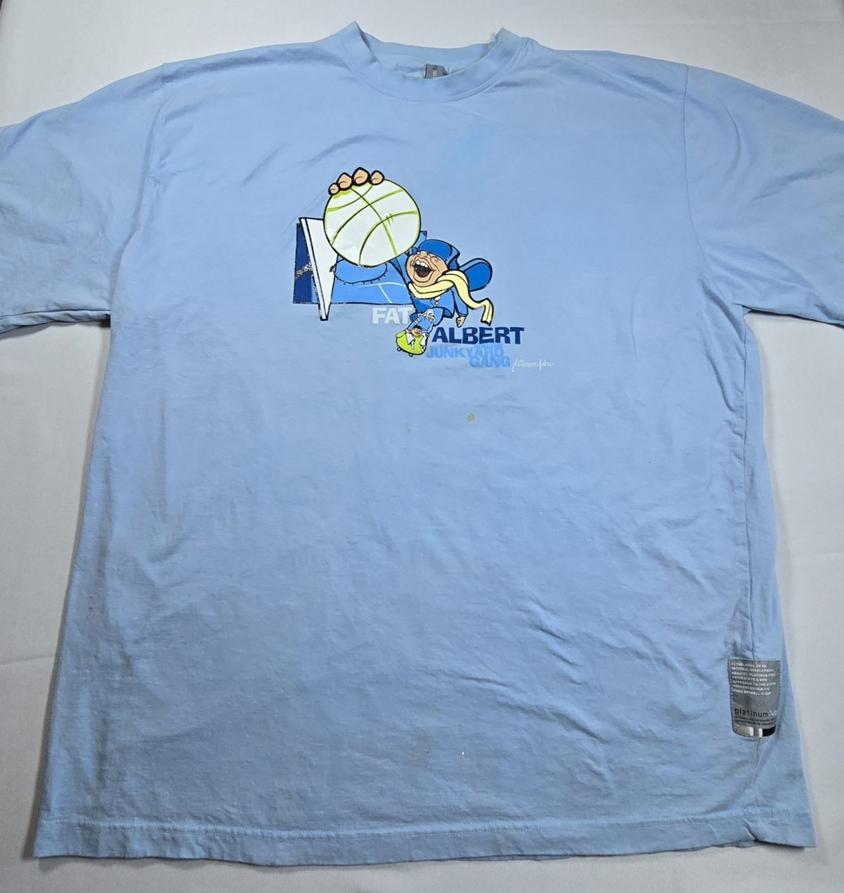 Y2K Vintage PLATINUM FUBU Fat Albert & Junk Yard Gang Blue Shirt Mens 2XL