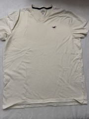 Hollister Must Have Collection Mens White V Neck T Shirt Size Large 100% Cotton