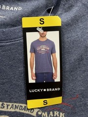 Lucky brand men’s t shirt Small Blue Logo Cotton polyester rayon new with tag
