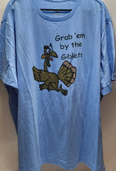 Turkey Grab’em By The Giblets Shirt Thanksgiving 3XL Funny Saying Blue Mens