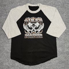 Vintage-style biker raglan baseball tee Size Large