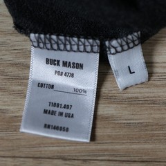 Buck Mason Shirt Mens Large Dark Heather Gray Crewneck Curved Hem Made in USA