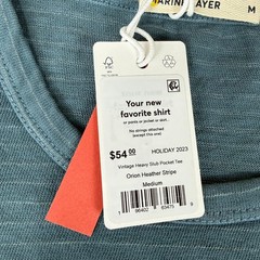 Marine Layer Heavy Slub Pocket Tee T-Shirt Mens Medium Orion Blue Stripe $54 NWT