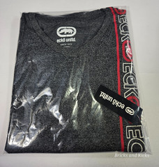 ECKO UNLTD MEN’S BLACK MARLED VERTICAL LOGO SHORT SLEEVE V-NECK S, M, L, XL NWT