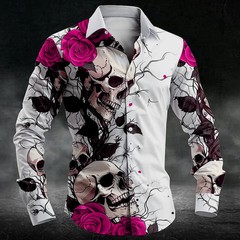 Button Down Shirt Men Fashion European Casual Hawaiian Men’s Shirt Flower Shirt
